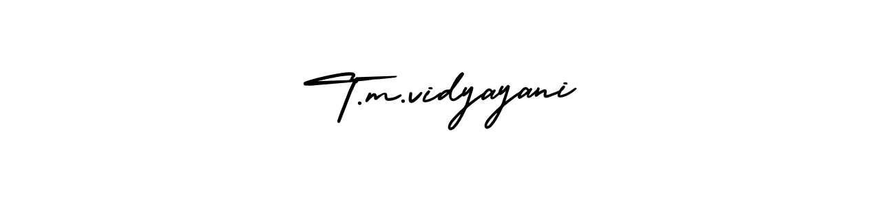 Use a signature maker to create a handwritten signature online. With this signature software, you can design (AmerikaSignatureDemo-Regular) your own signature for name T.m.vidyayani. T.m.vidyayani signature style 3 images and pictures png