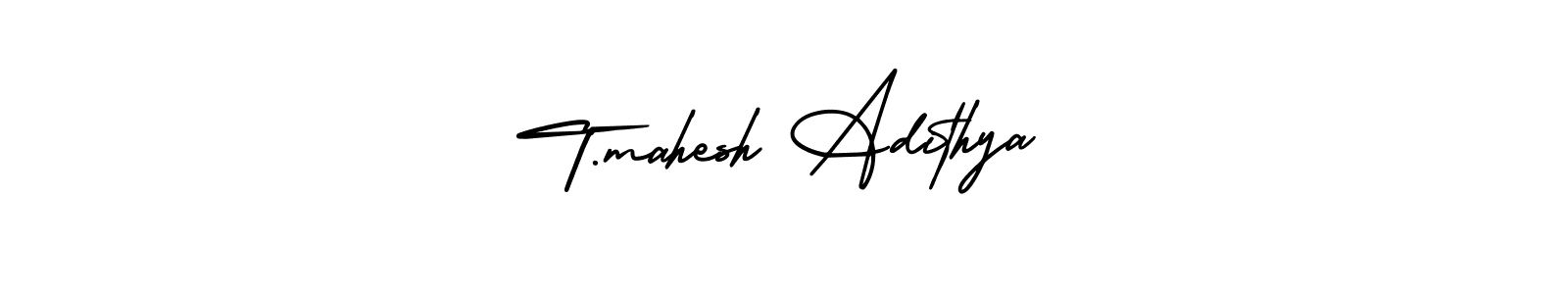 Use a signature maker to create a handwritten signature online. With this signature software, you can design (AmerikaSignatureDemo-Regular) your own signature for name T.mahesh Adithya. T.mahesh Adithya signature style 3 images and pictures png