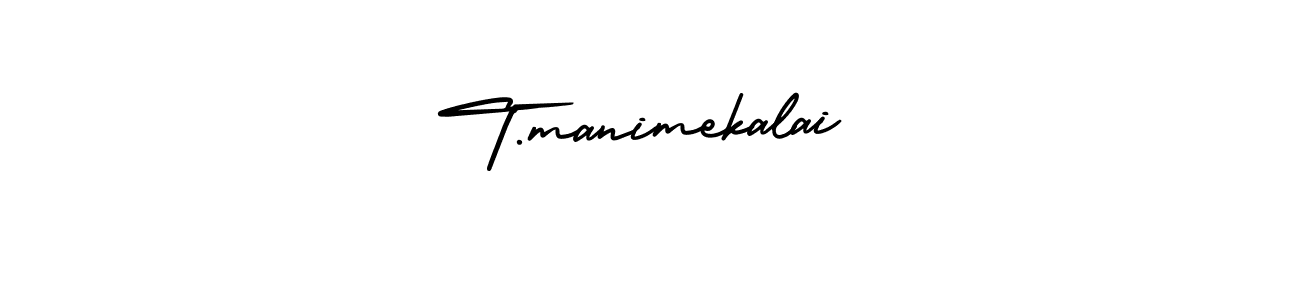 How to make T.manimekalai name signature. Use AmerikaSignatureDemo-Regular style for creating short signs online. This is the latest handwritten sign. T.manimekalai signature style 3 images and pictures png