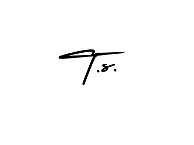 How to make T.s. name signature. Use AmerikaSignatureDemo-Regular style for creating short signs online. This is the latest handwritten sign. T.s. signature style 3 images and pictures png