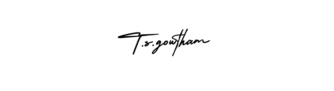Use a signature maker to create a handwritten signature online. With this signature software, you can design (AmerikaSignatureDemo-Regular) your own signature for name T.s.gowtham. T.s.gowtham signature style 3 images and pictures png