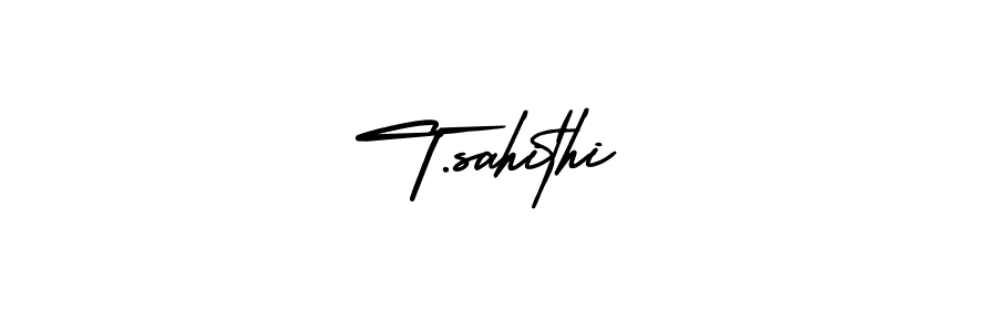 Make a beautiful signature design for name T.sahithi. With this signature (AmerikaSignatureDemo-Regular) style, you can create a handwritten signature for free. T.sahithi signature style 3 images and pictures png