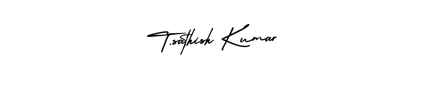 Use a signature maker to create a handwritten signature online. With this signature software, you can design (AmerikaSignatureDemo-Regular) your own signature for name T.sathish Kumar. T.sathish Kumar signature style 3 images and pictures png