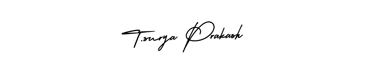 You should practise on your own different ways (AmerikaSignatureDemo-Regular) to write your name (T.surya Prakash) in signature. don't let someone else do it for you. T.surya Prakash signature style 3 images and pictures png
