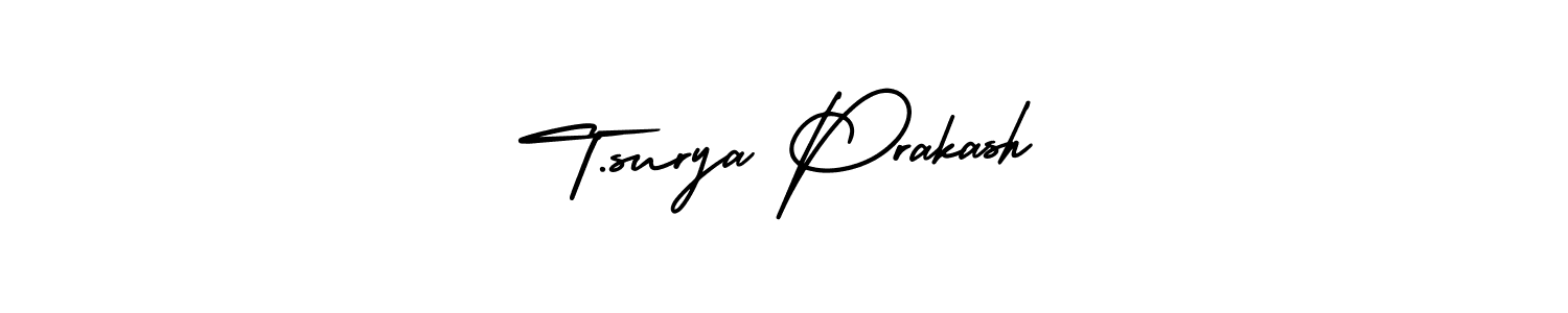 This is the best signature style for the T.surya Prakash name. Also you like these signature font (AmerikaSignatureDemo-Regular). Mix name signature. T.surya Prakash signature style 3 images and pictures png