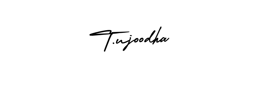 The best way (AmerikaSignatureDemo-Regular) to make a short signature is to pick only two or three words in your name. The name T.ujoodha include a total of six letters. For converting this name. T.ujoodha signature style 3 images and pictures png