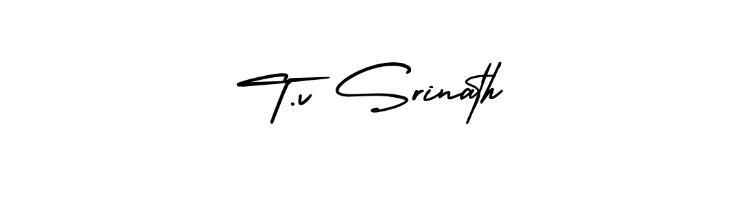 Use a signature maker to create a handwritten signature online. With this signature software, you can design (AmerikaSignatureDemo-Regular) your own signature for name T.v Srinath. T.v Srinath signature style 3 images and pictures png