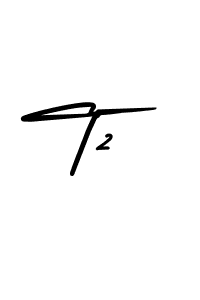 Create a beautiful signature design for name T2. With this signature (AmerikaSignatureDemo-Regular) fonts, you can make a handwritten signature for free. T2 signature style 3 images and pictures png