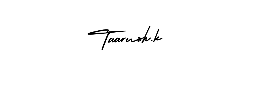 The best way (AmerikaSignatureDemo-Regular) to make a short signature is to pick only two or three words in your name. The name Taarush.k include a total of six letters. For converting this name. Taarush.k signature style 3 images and pictures png