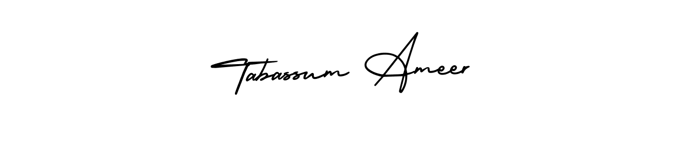 AmerikaSignatureDemo-Regular is a professional signature style that is perfect for those who want to add a touch of class to their signature. It is also a great choice for those who want to make their signature more unique. Get Tabassum Ameer name to fancy signature for free. Tabassum Ameer signature style 3 images and pictures png