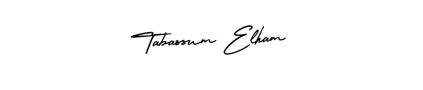 Also You can easily find your signature by using the search form. We will create Tabassum Elham name handwritten signature images for you free of cost using AmerikaSignatureDemo-Regular sign style. Tabassum Elham signature style 3 images and pictures png