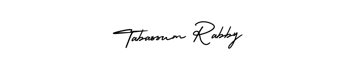 The best way (AmerikaSignatureDemo-Regular) to make a short signature is to pick only two or three words in your name. The name Tabassum Rabby include a total of six letters. For converting this name. Tabassum Rabby signature style 3 images and pictures png