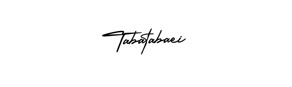 The best way (AmerikaSignatureDemo-Regular) to make a short signature is to pick only two or three words in your name. The name Tabatabaei include a total of six letters. For converting this name. Tabatabaei signature style 3 images and pictures png