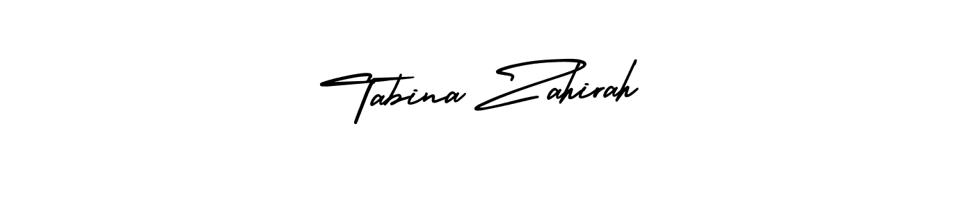 The best way (AmerikaSignatureDemo-Regular) to make a short signature is to pick only two or three words in your name. The name Tabina Zahirah include a total of six letters. For converting this name. Tabina Zahirah signature style 3 images and pictures png