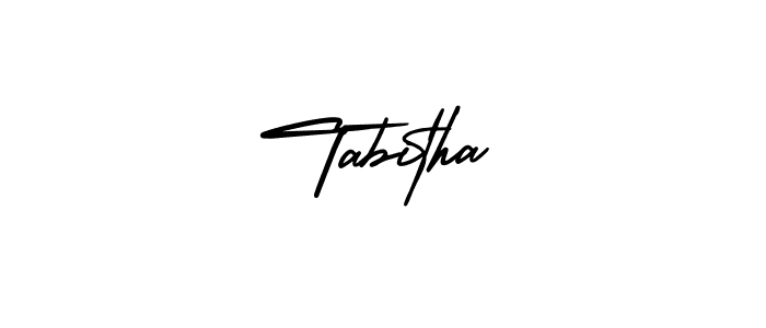 The best way (AmerikaSignatureDemo-Regular) to make a short signature is to pick only two or three words in your name. The name Tabitha include a total of six letters. For converting this name. Tabitha signature style 3 images and pictures png