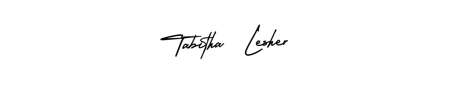 The best way (AmerikaSignatureDemo-Regular) to make a short signature is to pick only two or three words in your name. The name Tabitha  Lesher include a total of six letters. For converting this name. Tabitha  Lesher signature style 3 images and pictures png