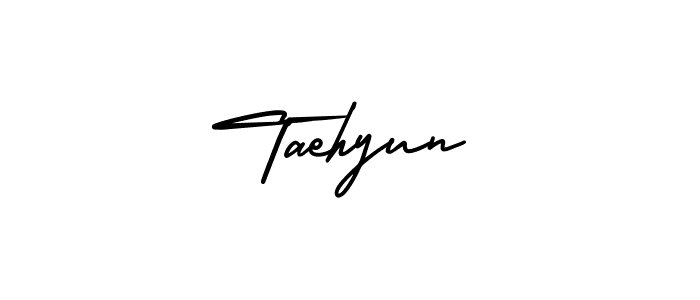 You should practise on your own different ways (AmerikaSignatureDemo-Regular) to write your name (Taehyun) in signature. don't let someone else do it for you. Taehyun signature style 3 images and pictures png