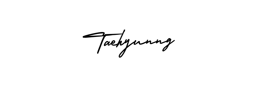 You should practise on your own different ways (AmerikaSignatureDemo-Regular) to write your name (Taehyunng) in signature. don't let someone else do it for you. Taehyunng signature style 3 images and pictures png