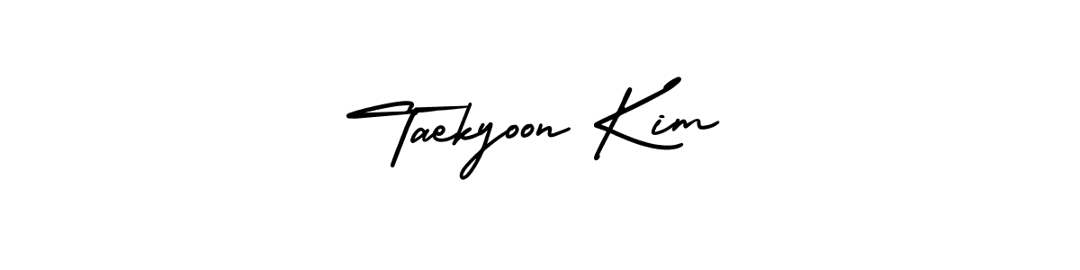 The best way (AmerikaSignatureDemo-Regular) to make a short signature is to pick only two or three words in your name. The name Taekyoon Kim include a total of six letters. For converting this name. Taekyoon Kim signature style 3 images and pictures png