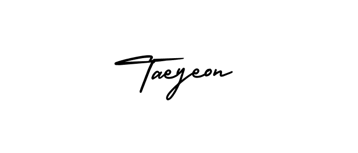 Taeyeon stylish signature style. Best Handwritten Sign (AmerikaSignatureDemo-Regular) for my name. Handwritten Signature Collection Ideas for my name Taeyeon. Taeyeon signature style 3 images and pictures png