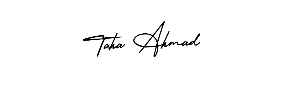 How to Draw Taha Ahmad signature style? AmerikaSignatureDemo-Regular is a latest design signature styles for name Taha Ahmad. Taha Ahmad signature style 3 images and pictures png