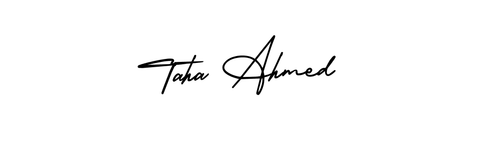 How to Draw Taha Ahmed signature style? AmerikaSignatureDemo-Regular is a latest design signature styles for name Taha Ahmed. Taha Ahmed signature style 3 images and pictures png