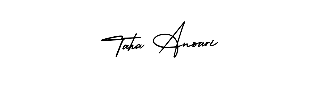 This is the best signature style for the Taha Ansari name. Also you like these signature font (AmerikaSignatureDemo-Regular). Mix name signature. Taha Ansari signature style 3 images and pictures png