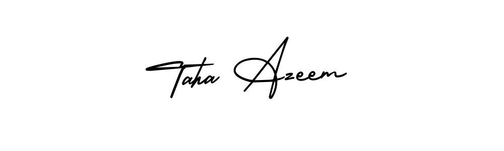 Also You can easily find your signature by using the search form. We will create Taha Azeem name handwritten signature images for you free of cost using AmerikaSignatureDemo-Regular sign style. Taha Azeem signature style 3 images and pictures png