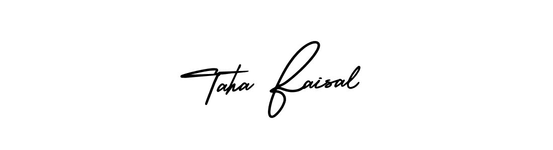 This is the best signature style for the Taha Faisal name. Also you like these signature font (AmerikaSignatureDemo-Regular). Mix name signature. Taha Faisal signature style 3 images and pictures png