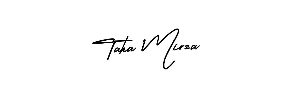 How to make Taha Mirza name signature. Use AmerikaSignatureDemo-Regular style for creating short signs online. This is the latest handwritten sign. Taha Mirza signature style 3 images and pictures png