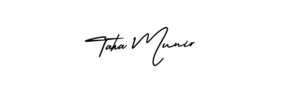 This is the best signature style for the Taha Munir name. Also you like these signature font (AmerikaSignatureDemo-Regular). Mix name signature. Taha Munir signature style 3 images and pictures png