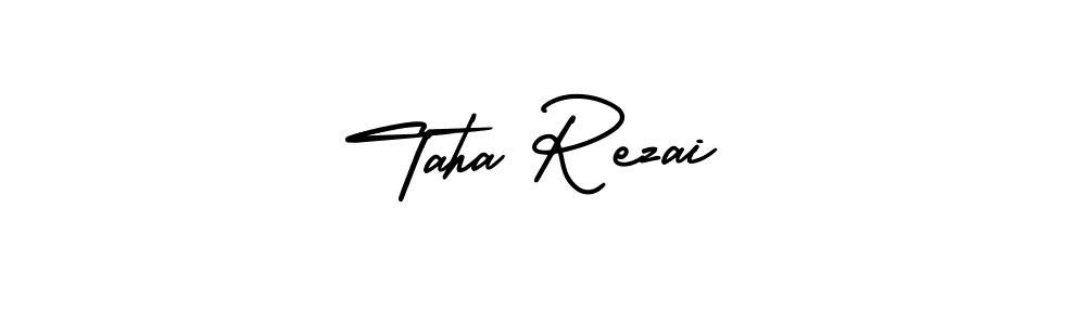 The best way (AmerikaSignatureDemo-Regular) to make a short signature is to pick only two or three words in your name. The name Taha Rezai include a total of six letters. For converting this name. Taha Rezai signature style 3 images and pictures png