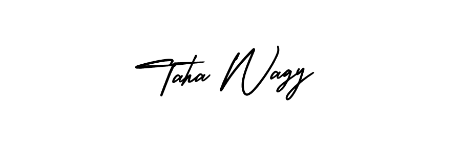 The best way (AmerikaSignatureDemo-Regular) to make a short signature is to pick only two or three words in your name. The name Taha Wagy include a total of six letters. For converting this name. Taha Wagy signature style 3 images and pictures png