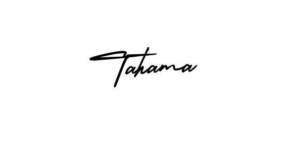 How to make Tahama name signature. Use AmerikaSignatureDemo-Regular style for creating short signs online. This is the latest handwritten sign. Tahama signature style 3 images and pictures png