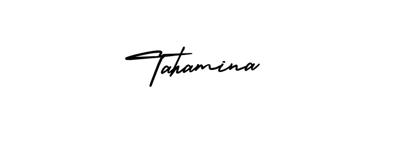 Make a beautiful signature design for name Tahamina. With this signature (AmerikaSignatureDemo-Regular) style, you can create a handwritten signature for free. Tahamina signature style 3 images and pictures png