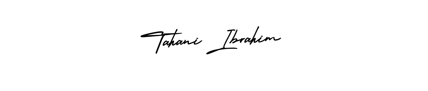 AmerikaSignatureDemo-Regular is a professional signature style that is perfect for those who want to add a touch of class to their signature. It is also a great choice for those who want to make their signature more unique. Get Tahani Ibrahim name to fancy signature for free. Tahani Ibrahim signature style 3 images and pictures png