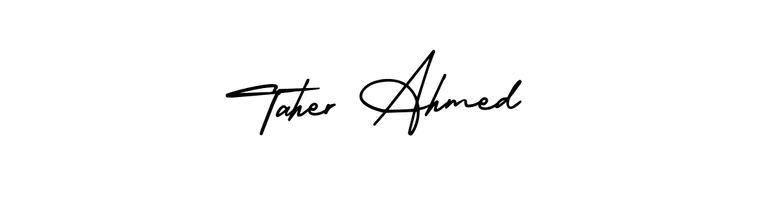 It looks lik you need a new signature style for name Taher Ahmed. Design unique handwritten (AmerikaSignatureDemo-Regular) signature with our free signature maker in just a few clicks. Taher Ahmed signature style 3 images and pictures png