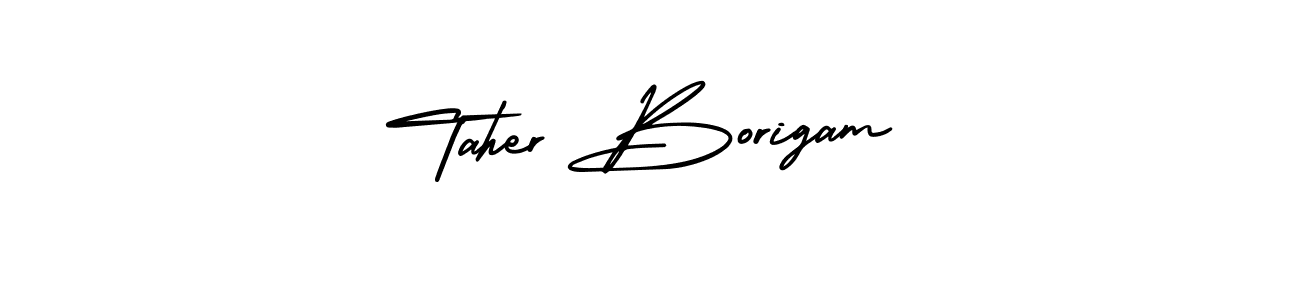 This is the best signature style for the Taher Borigam name. Also you like these signature font (AmerikaSignatureDemo-Regular). Mix name signature. Taher Borigam signature style 3 images and pictures png