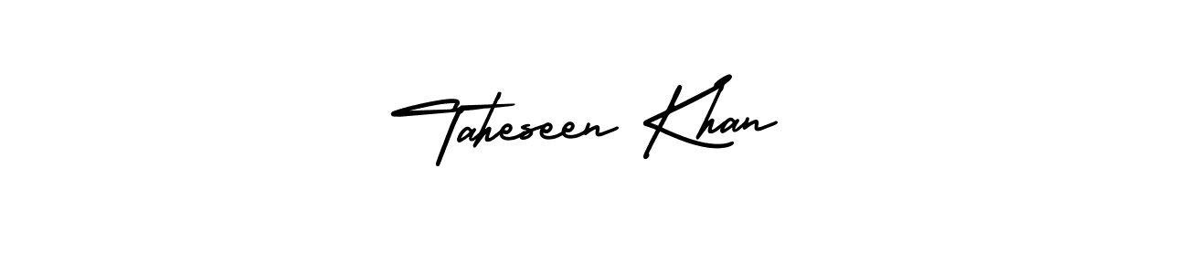 You should practise on your own different ways (AmerikaSignatureDemo-Regular) to write your name (Taheseen Khan) in signature. don't let someone else do it for you. Taheseen Khan signature style 3 images and pictures png