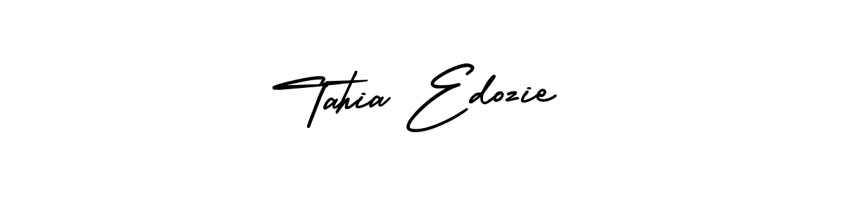 This is the best signature style for the Tahia Edozie name. Also you like these signature font (AmerikaSignatureDemo-Regular). Mix name signature. Tahia Edozie signature style 3 images and pictures png