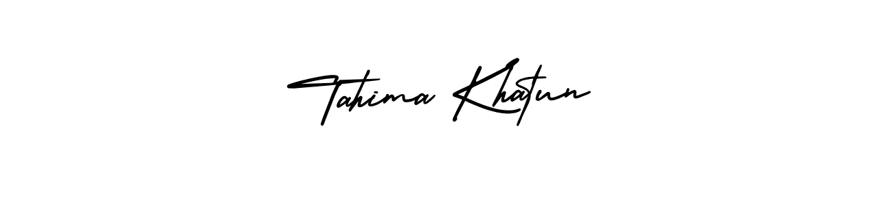 It looks lik you need a new signature style for name Tahima Khatun. Design unique handwritten (AmerikaSignatureDemo-Regular) signature with our free signature maker in just a few clicks. Tahima Khatun signature style 3 images and pictures png
