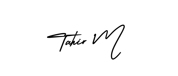 This is the best signature style for the Tahir M name. Also you like these signature font (AmerikaSignatureDemo-Regular). Mix name signature. Tahir M signature style 3 images and pictures png