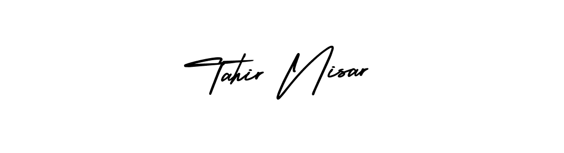 This is the best signature style for the Tahir Nisar name. Also you like these signature font (AmerikaSignatureDemo-Regular). Mix name signature. Tahir Nisar signature style 3 images and pictures png