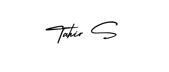 The best way (AmerikaSignatureDemo-Regular) to make a short signature is to pick only two or three words in your name. The name Tahir S include a total of six letters. For converting this name. Tahir S signature style 3 images and pictures png