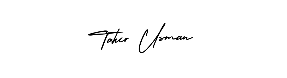 This is the best signature style for the Tahir Usman name. Also you like these signature font (AmerikaSignatureDemo-Regular). Mix name signature. Tahir Usman signature style 3 images and pictures png