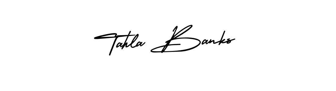 The best way (AmerikaSignatureDemo-Regular) to make a short signature is to pick only two or three words in your name. The name Tahla Banks include a total of six letters. For converting this name. Tahla Banks signature style 3 images and pictures png