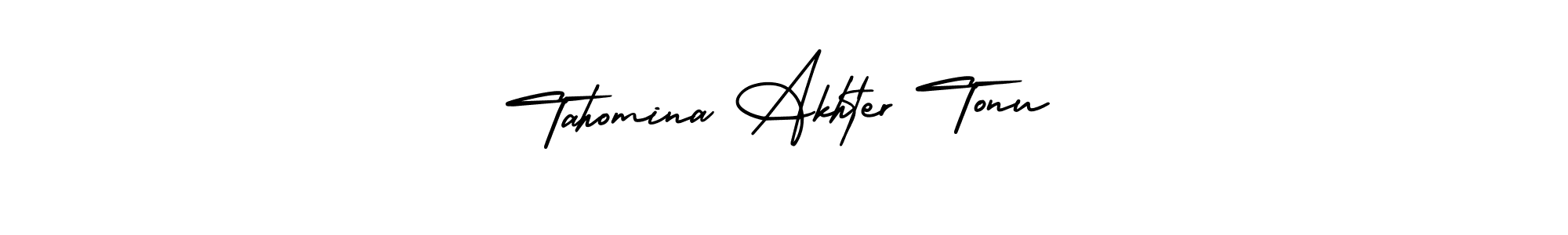 Make a short Tahomina Akhter Tonu signature style. Manage your documents anywhere anytime using AmerikaSignatureDemo-Regular. Create and add eSignatures, submit forms, share and send files easily. Tahomina Akhter Tonu signature style 3 images and pictures png