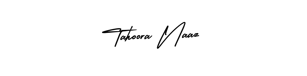 You should practise on your own different ways (AmerikaSignatureDemo-Regular) to write your name (Tahoora Naaz) in signature. don't let someone else do it for you. Tahoora Naaz signature style 3 images and pictures png