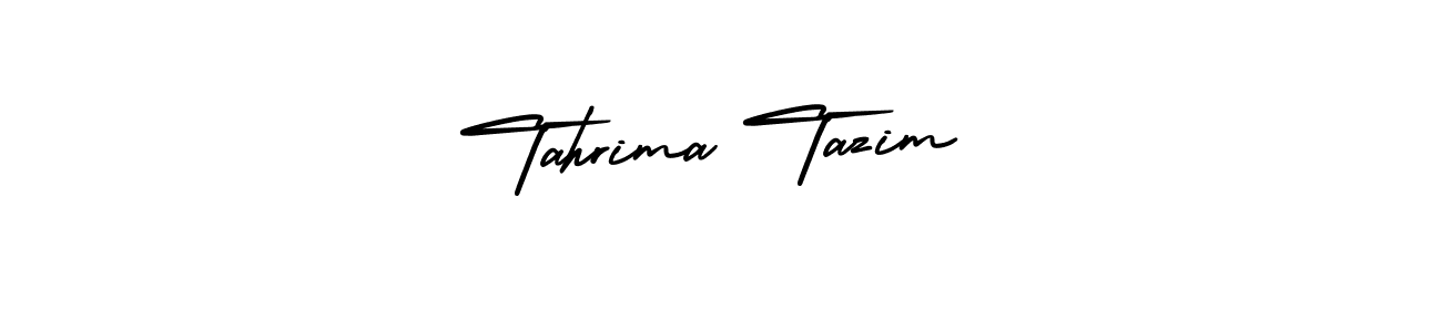 The best way (AmerikaSignatureDemo-Regular) to make a short signature is to pick only two or three words in your name. The name Tahrima Tazim include a total of six letters. For converting this name. Tahrima Tazim signature style 3 images and pictures png