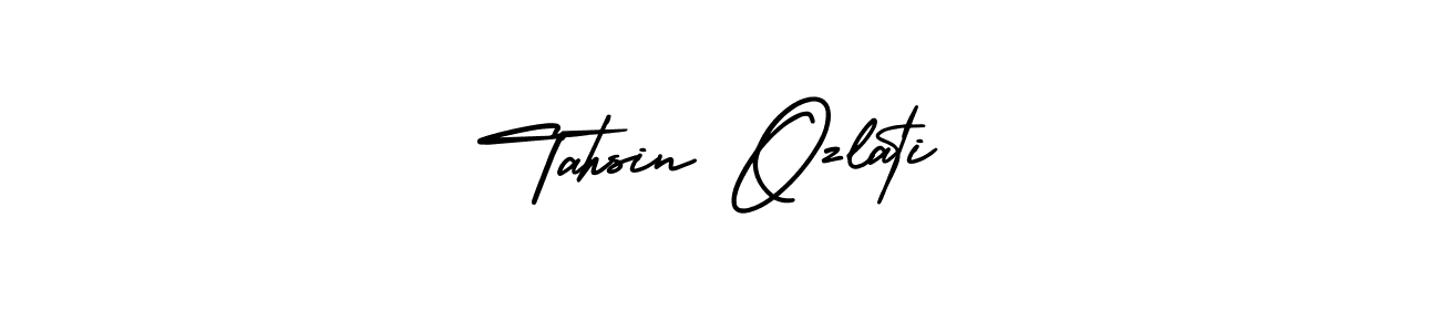 You should practise on your own different ways (AmerikaSignatureDemo-Regular) to write your name (Tahsin Ozlati) in signature. don't let someone else do it for you. Tahsin Ozlati signature style 3 images and pictures png